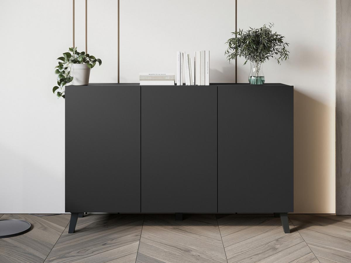 KOMMODE Phuket 120 - Graphitfarben/Schwarz, Holzwerkstoff/Kunststoff (120/76/39cm) - MIRJAN24