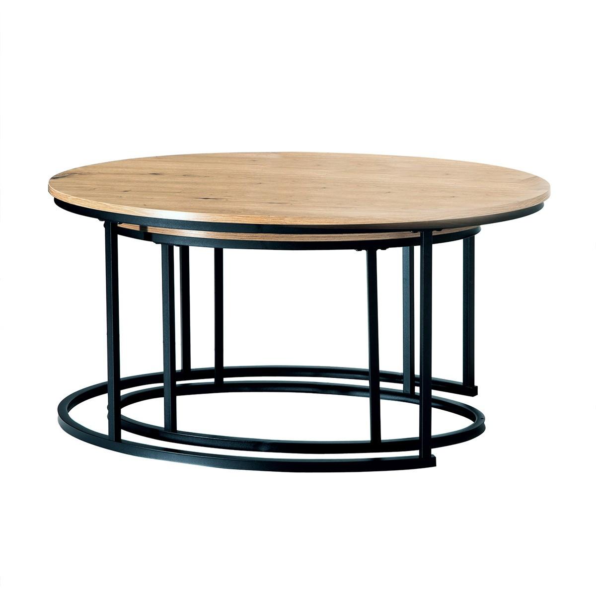 2ER-SET COUCHTISCHE ovale ineinanderstellbare in Eichenoptik 60/45/90 cm - Eschefarben, Holzwerkstoff (66/60/45cm) - Calicosy