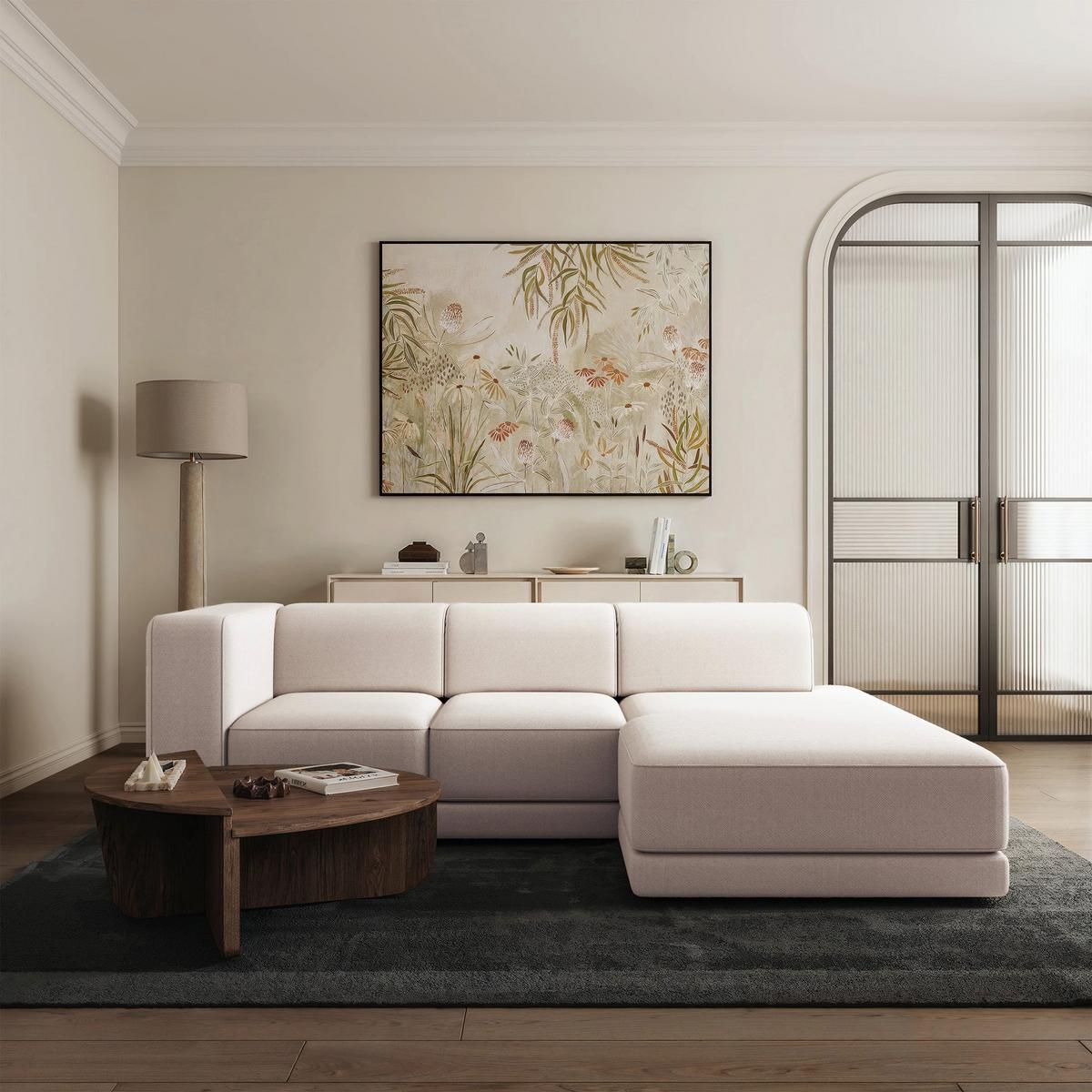 ECKSOFA Novals L-Form, 4-Sitzer, rechts 278 cm - Creme/Schwarz, Holz/Kunststoff (168/278cm) - Selsey