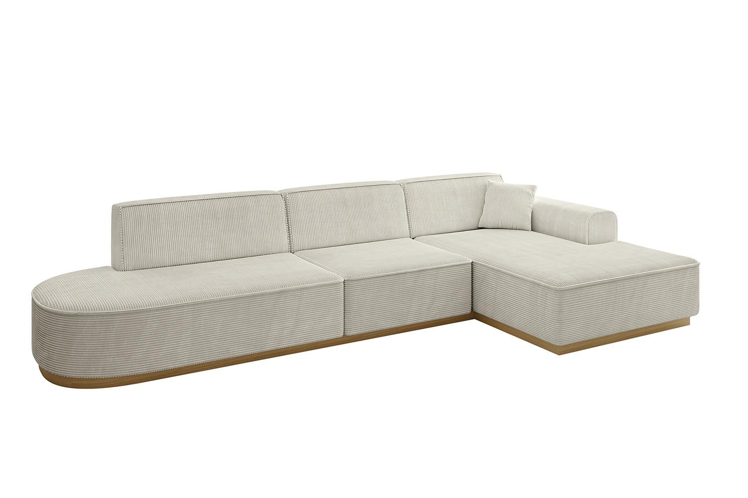 ECKSOFA Ottomane Rechts IREA-L2-v2 - 327x165x80 cm Creme - Ecru/Creme, Holzwerkstoff/Textil (327/165cm) - ALTDECOR