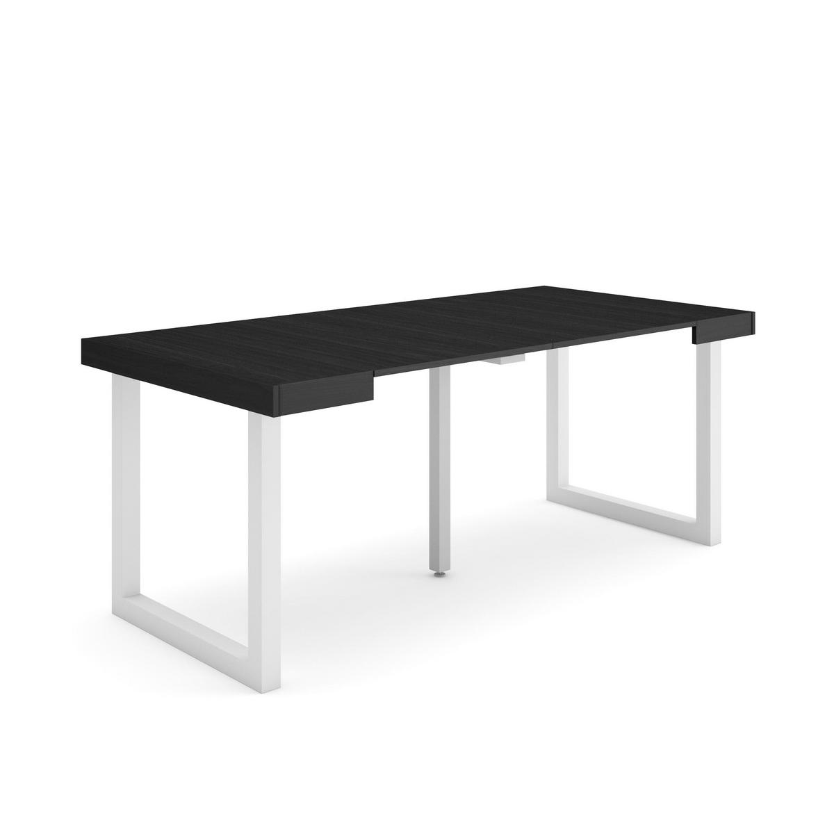 KONSOLENTISCH ausziehbar 58 bis 180cm, für 8 Gäste, schwarz, 90/58/73cm - Schwarz, Holzwerkstoff (90/180/73cm) - Skraut Home