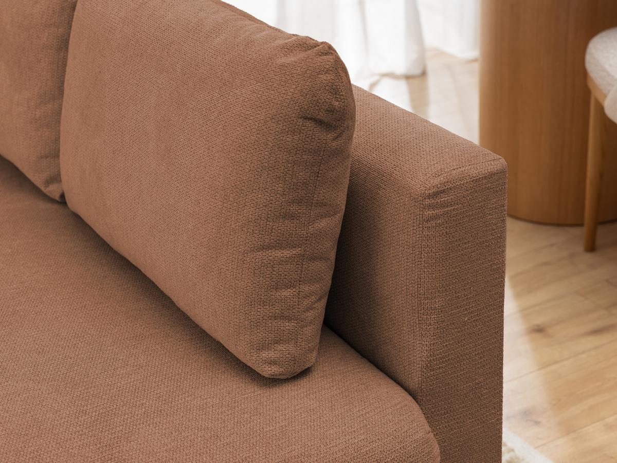ECKSOFA Cardea in Bubble-Optik aus weichem Terrakotta Strukturstoff mit hohem Sitzkomfort - Ottomane rechts - Terracotta/Schwarz, Holz/Textil (230/170cm) - S-Style Möbel