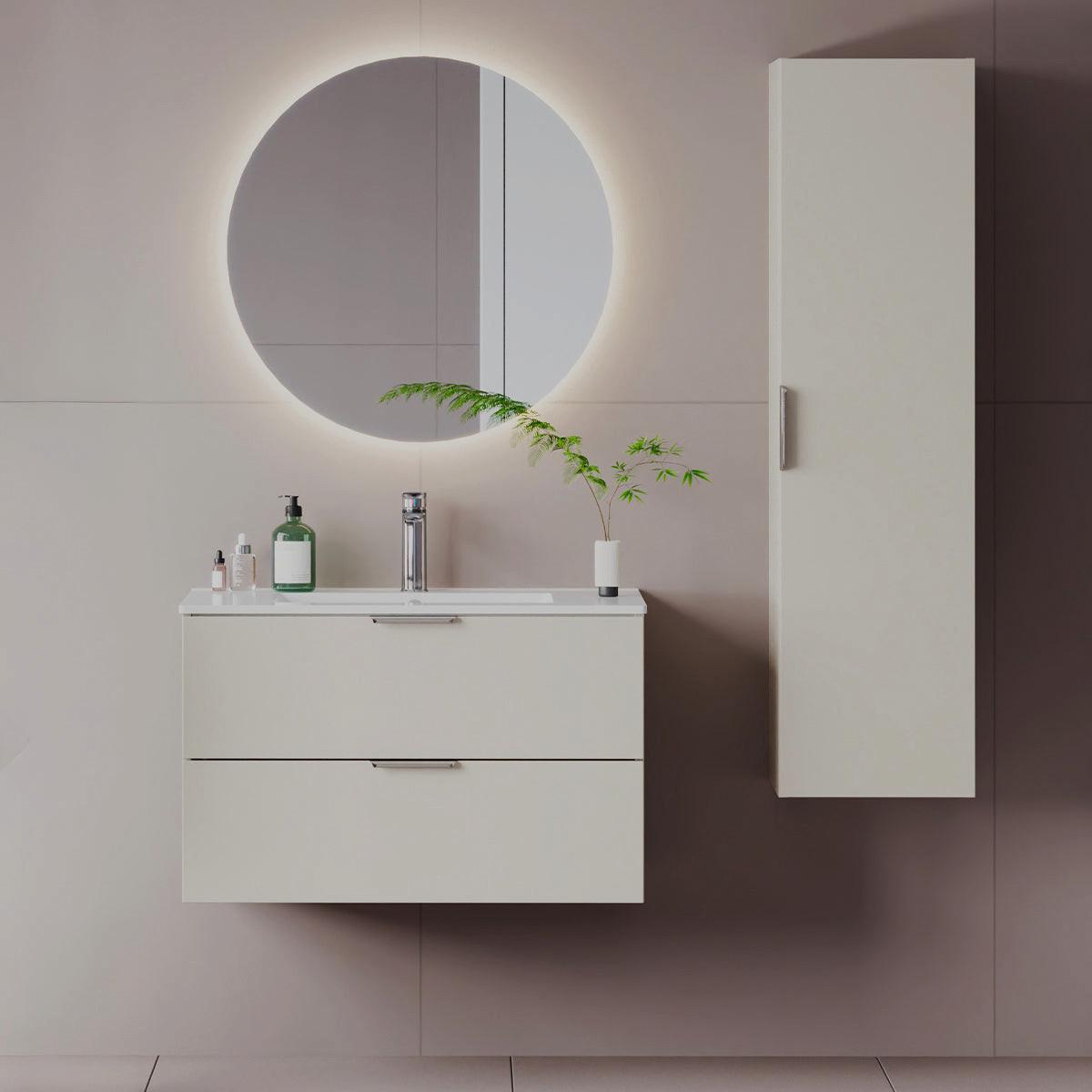 BADMÖBEL 80cm Astrid 2er-Set Kaschmir - Beige, Holzwerkstoff (80/50/45.8cm) - Petits-meubles