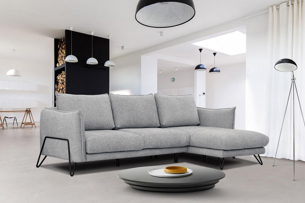 ECKSOFA HOSTEN 4-Sitzer, grau - Schwarz/Grau, Holzwerkstoff/Textil (269/158cm) - Wozimo