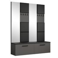 GARDEROBENSCHRANK MODULO 161,2/204/40 cm Modern Garderobe-Set Grau - Schwarz/Grau, Holzwerkstoff (161.2/204/40cm) - MASSENO
