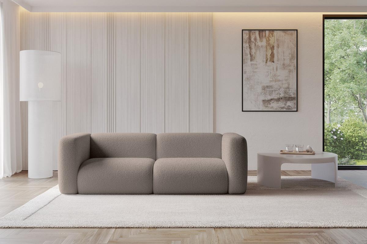 MODULARES Sofa 2-SITZER MIRA-S1 228x89x70 Braun cm Bouclé - Dunkelbraun/Schwarz, Holzwerkstoff/Kunststoff (228/70/89cm) - ALTDECOR