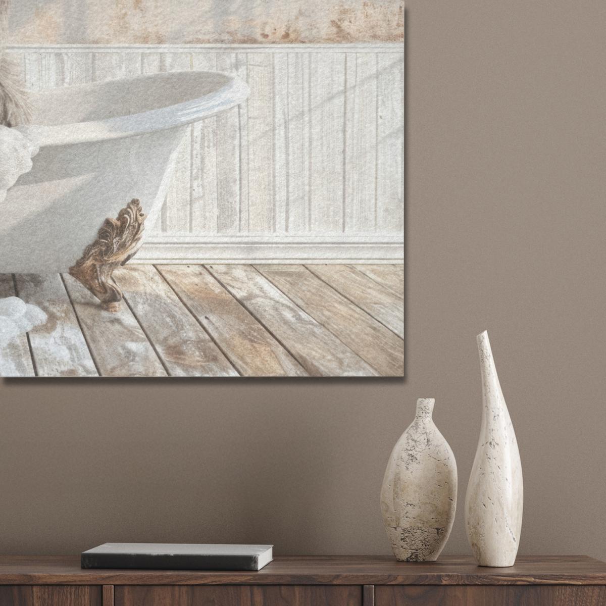 AKUSTIKBILD Esel - Tiere - Badewanne - Schaumstoff Gemälde 80x60 cm - Weiß, Kunststoff (80/60/0.9cm) - MuchoWow