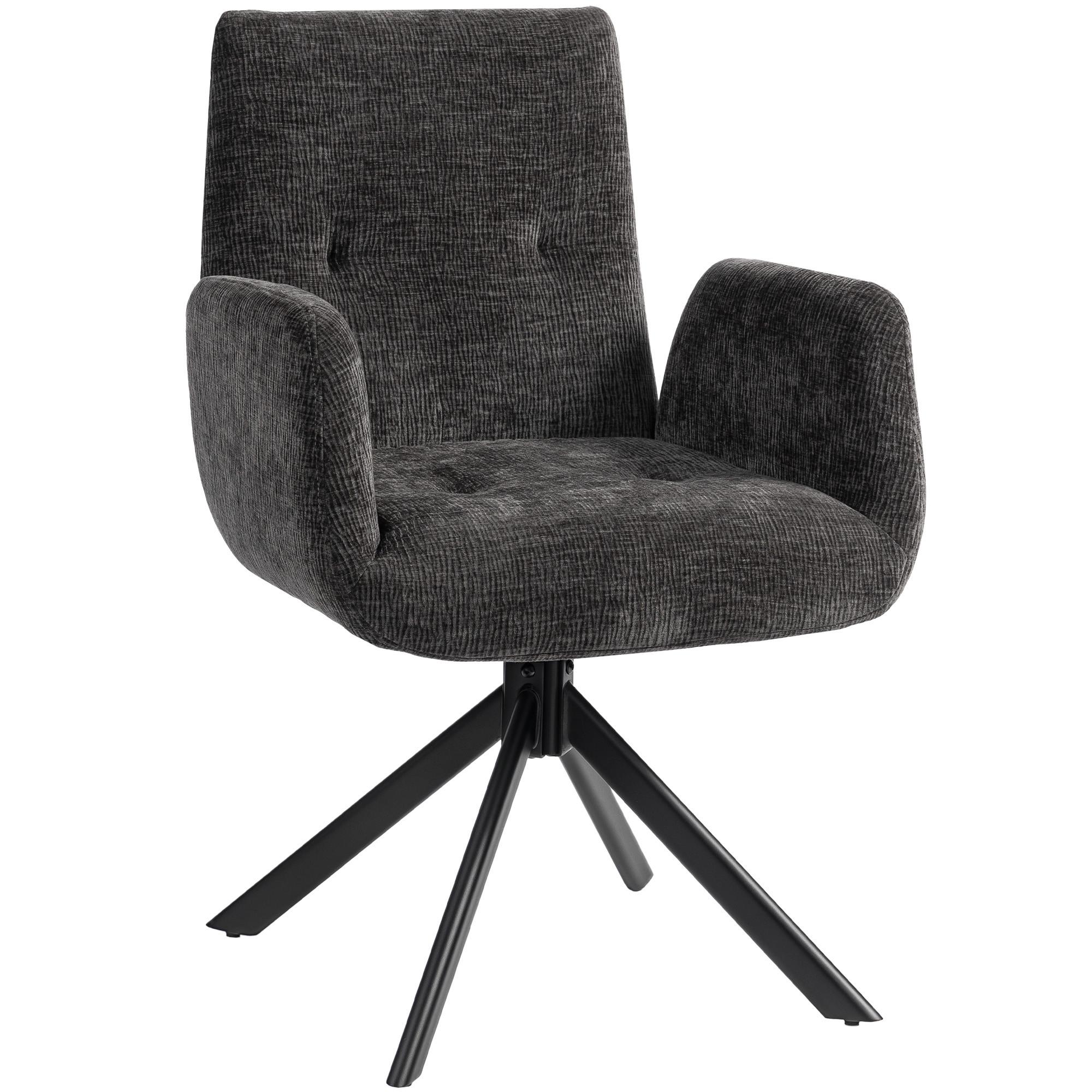 SESSEL Drehbar Loungesessel mit Armlehne Wolle-Leinenoptik Schwarz - Schwarz, Textil/Metall (61/88/60cm) - HOMCOM