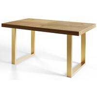 INDUSTRIELLER Esszimmertisch LOFT-U, ausziehbarer Tisch, Größe: 180-280X90X77 cm, Wohnzimmertisch Farbe: CRAFT, mit Metallbeinen in Farbe Gold - Goldfarben/Braun, Holzwerkstoff (180/90/77cm) - Alpi-Möbel