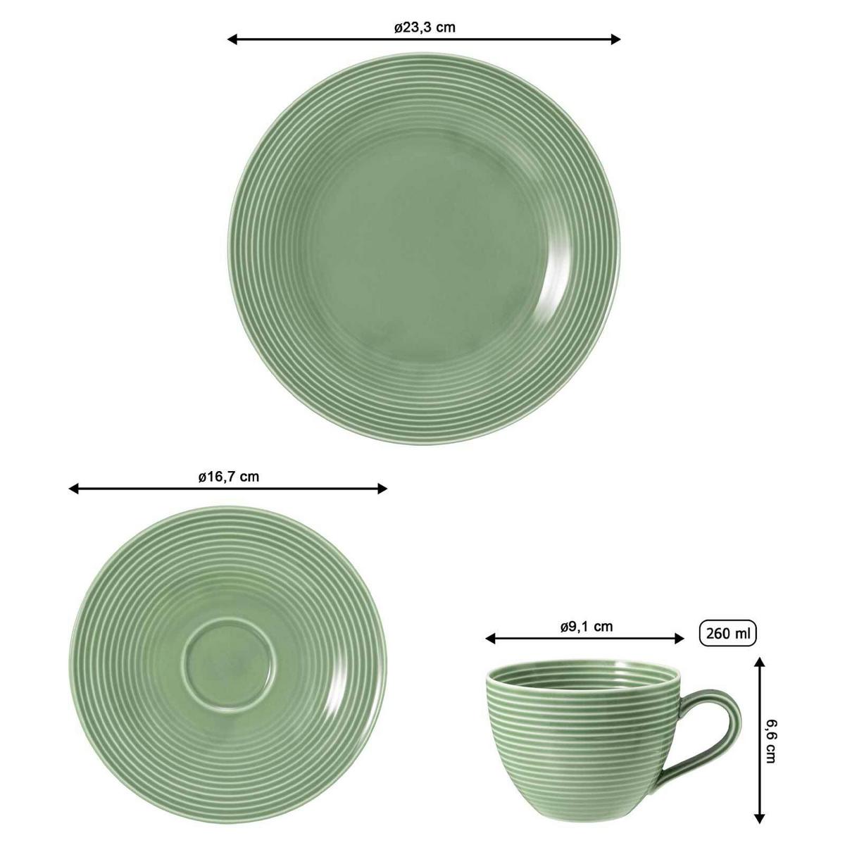 KAFFEESERVICE Beat Color Glaze Salbeigrün 18-tlg. - Grün, Keramik (24/18.1/43cm) - Seltmann Weiden