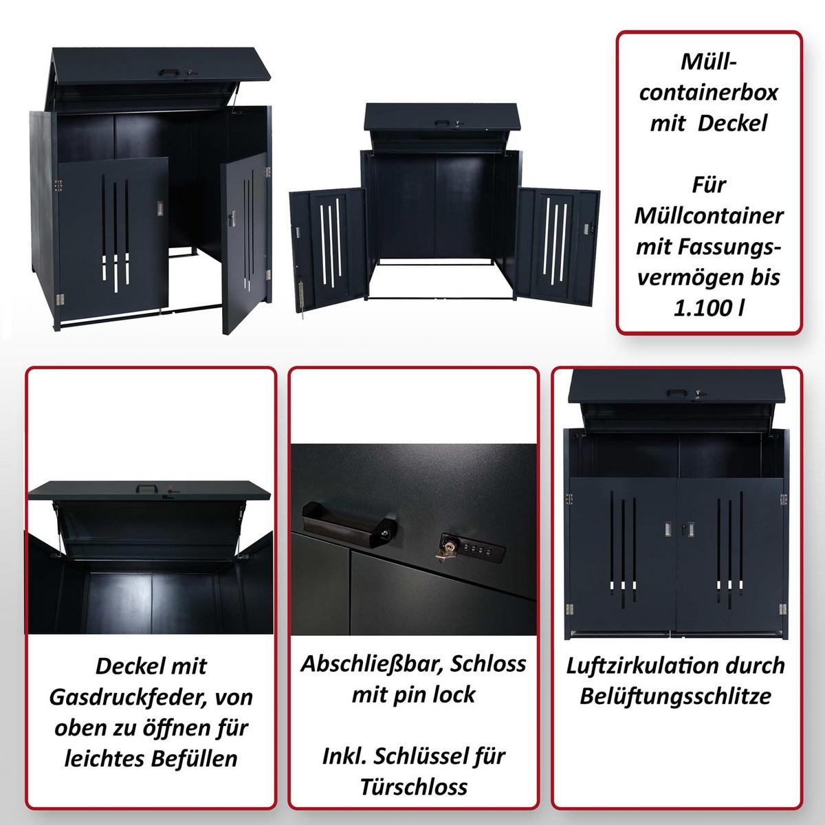 MÜLLCONTAINERVERKLEIDUNG Grau - Grau, Metall (160/154/136cm) - MCW