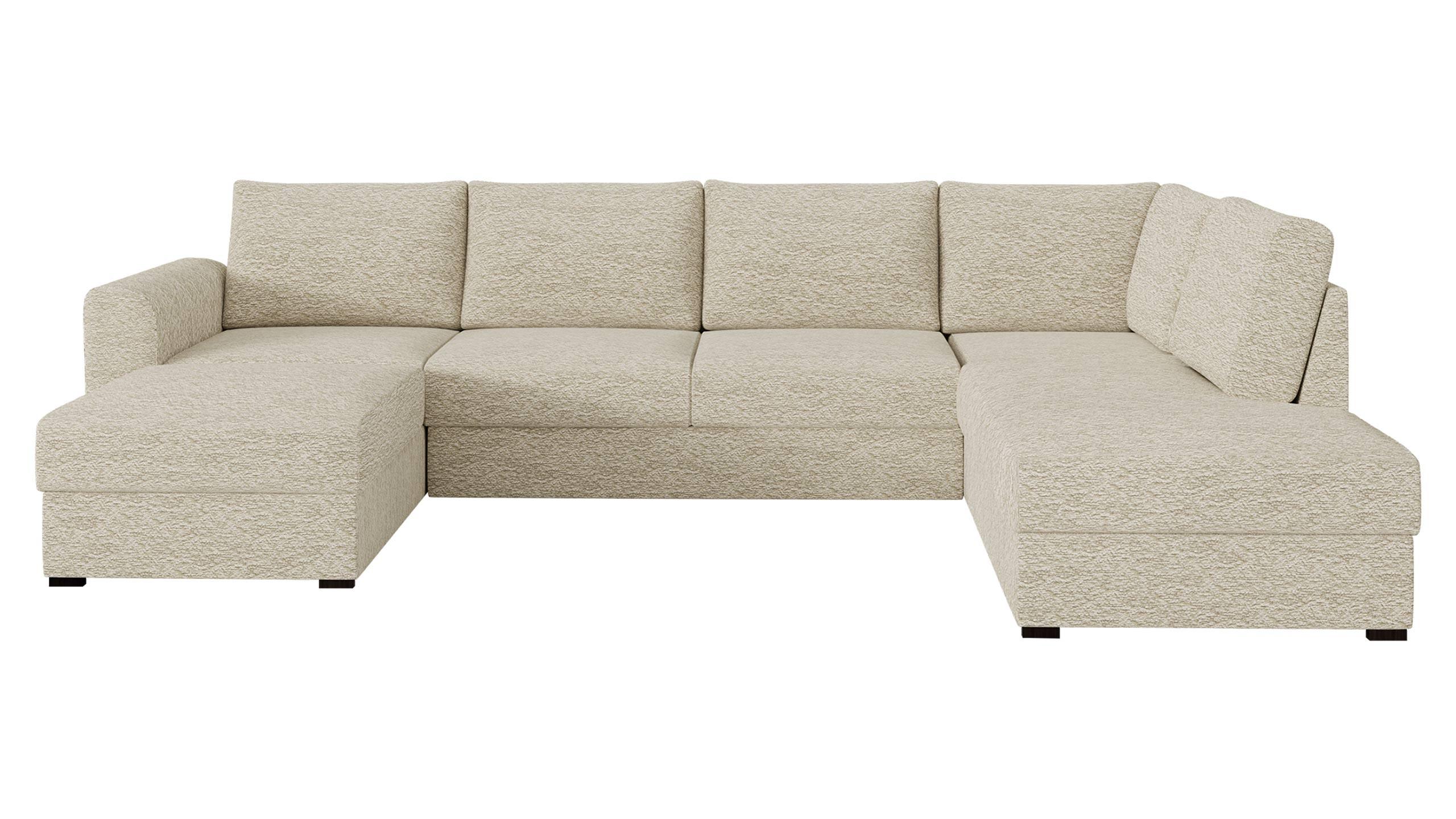 WOHNLANDSCHAFT Wilma Premium, Seite: Rechts - Schwarz/Naturfarben, Holz/Textil (188/85/305cm) - MIRJAN24