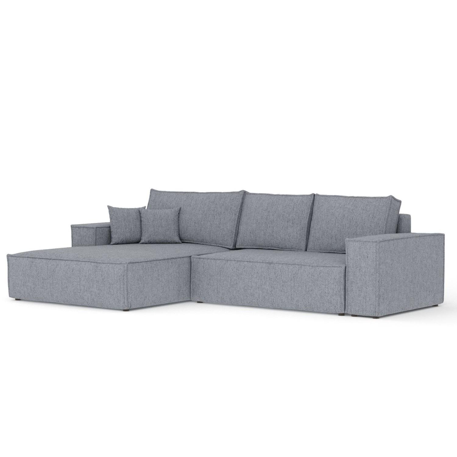 ECKSOFA TAURI mit Schlaffunktion Grau im Neve Stoff - Schwarz/Grau, Holz/Holzwerkstoff (294/185cm) - AltaBeds