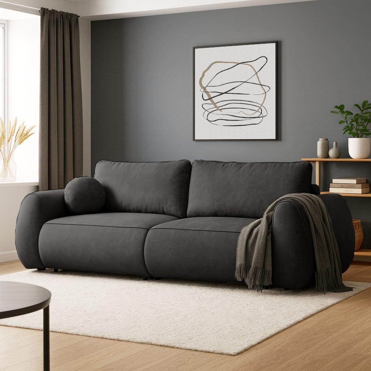3-SITZER Schlafsofa Bravo mit Eckfunktion, mit zwei Bettkasten, Schwarz - Schwarz, Textil (257/96/110cm) - Beautysofa