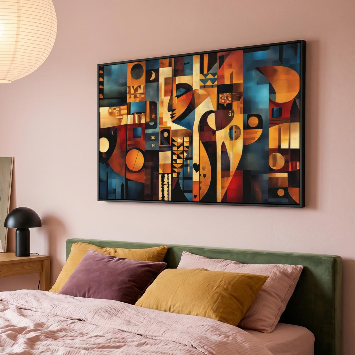 LEINWAND Bilder mit Rahmen - Figuren - Abstrakt - Symbole - 120x80 - Terracotta, Textil (120/80cm) - MuchoWow