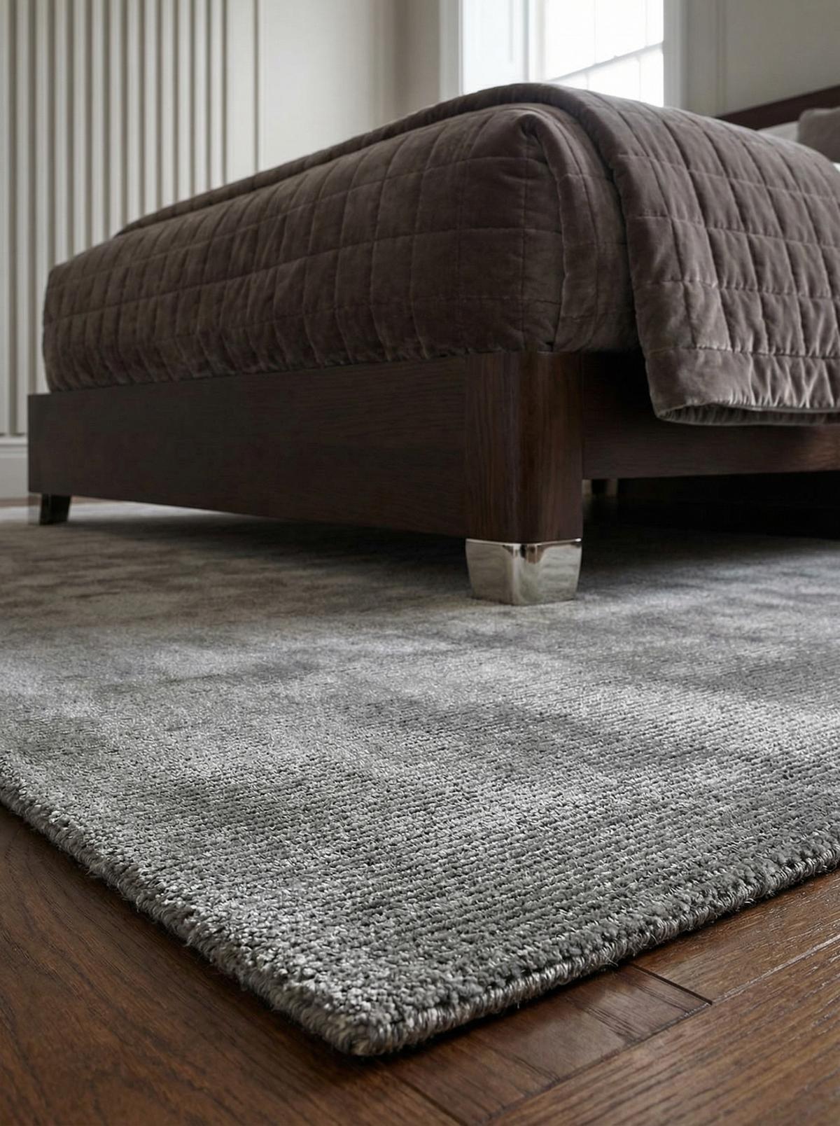 VISKOSETEPPICH handgewebt BARI, einfarbig, Silber, 160 x 230 cm - Silberfarben, Textil (230/160cm) - KADIMA DESIGN