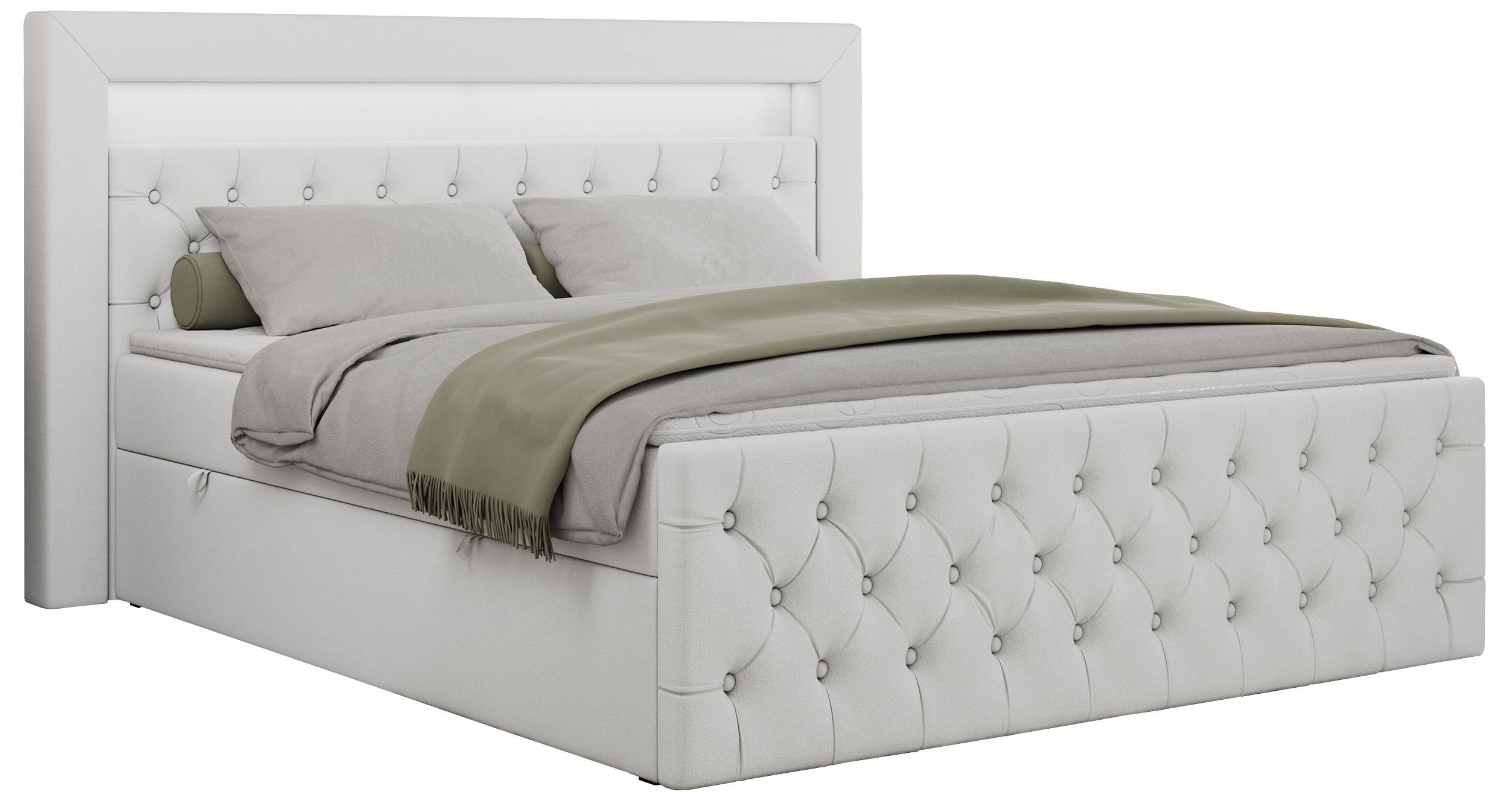 BOXBETT GOLD-9 LED 200/200 Weiß Kunstleder - H4 - Weiß, Holz/Textil (200/200cm) - MKS