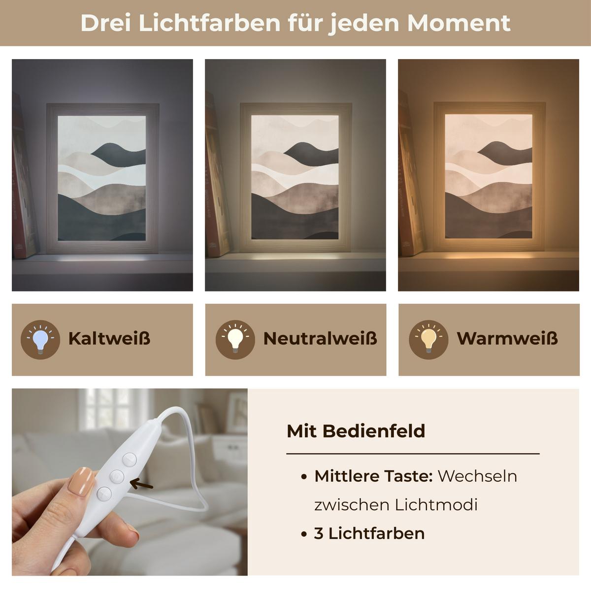 WANDLEUCHTE Abstrakt - Landschaft - Wellen - Cremefarben 15x20 cm - Graubraun, Holzwerkstoff (15/20/8cm) - OnlyWow