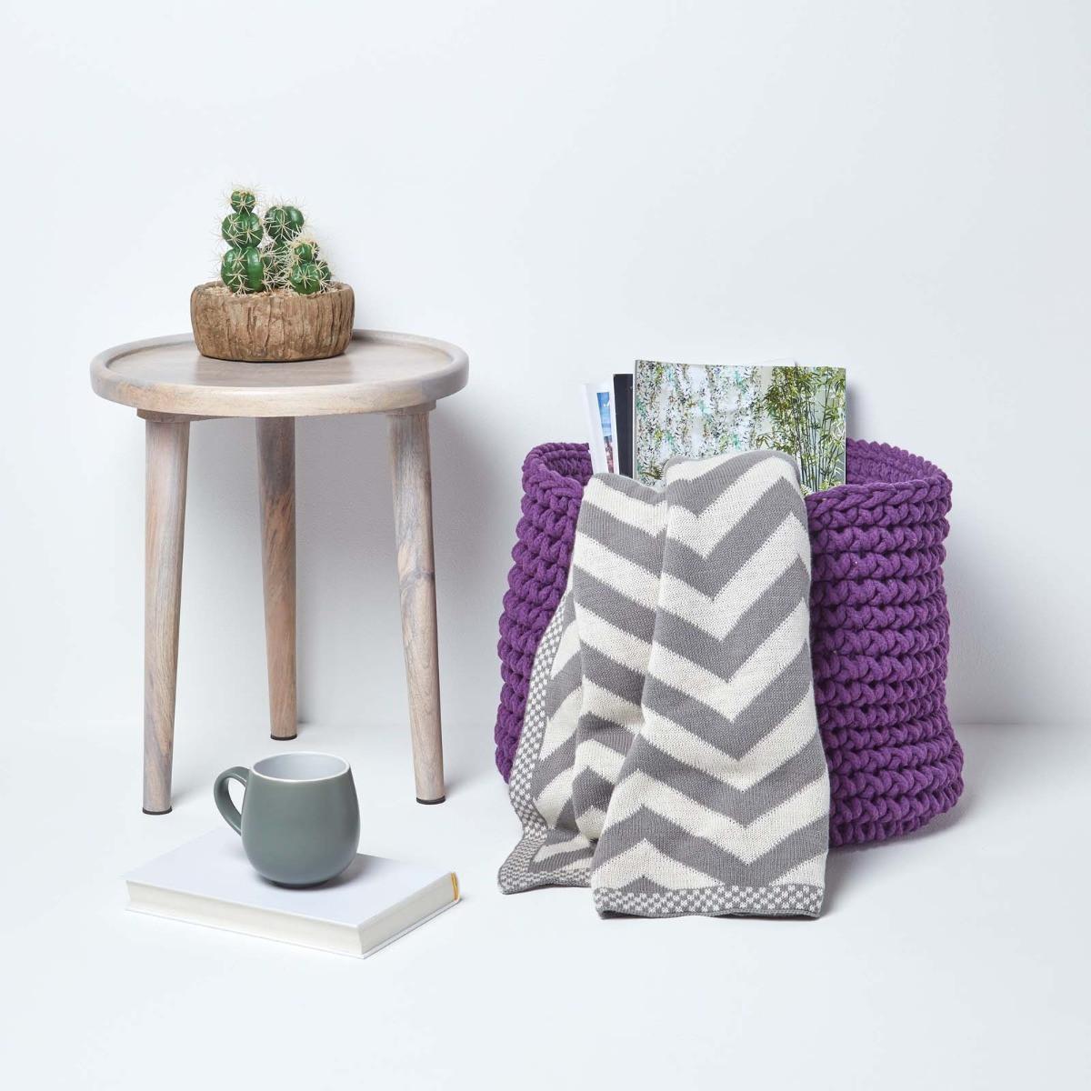 AUFBEWAHRUNGSKORB Baumwolle 42/37 cm - Lila, Textil (42/42/37cm) - Homescapes
