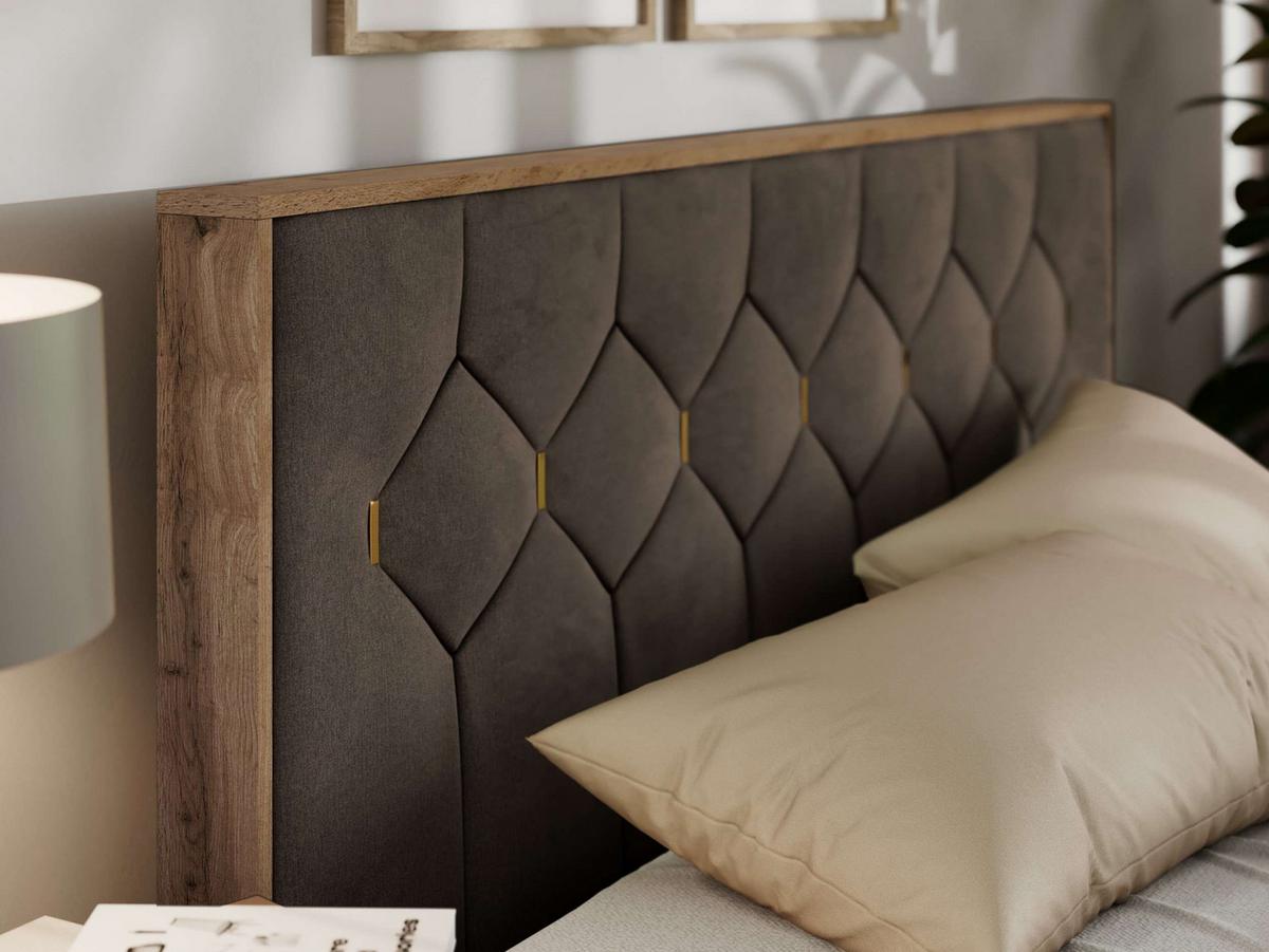 POLSTERBETT LARINO CLASSIC 200/200 - Braun Velvet - Pocket Matratze - Braun, Textil (200/200cm) - MKS