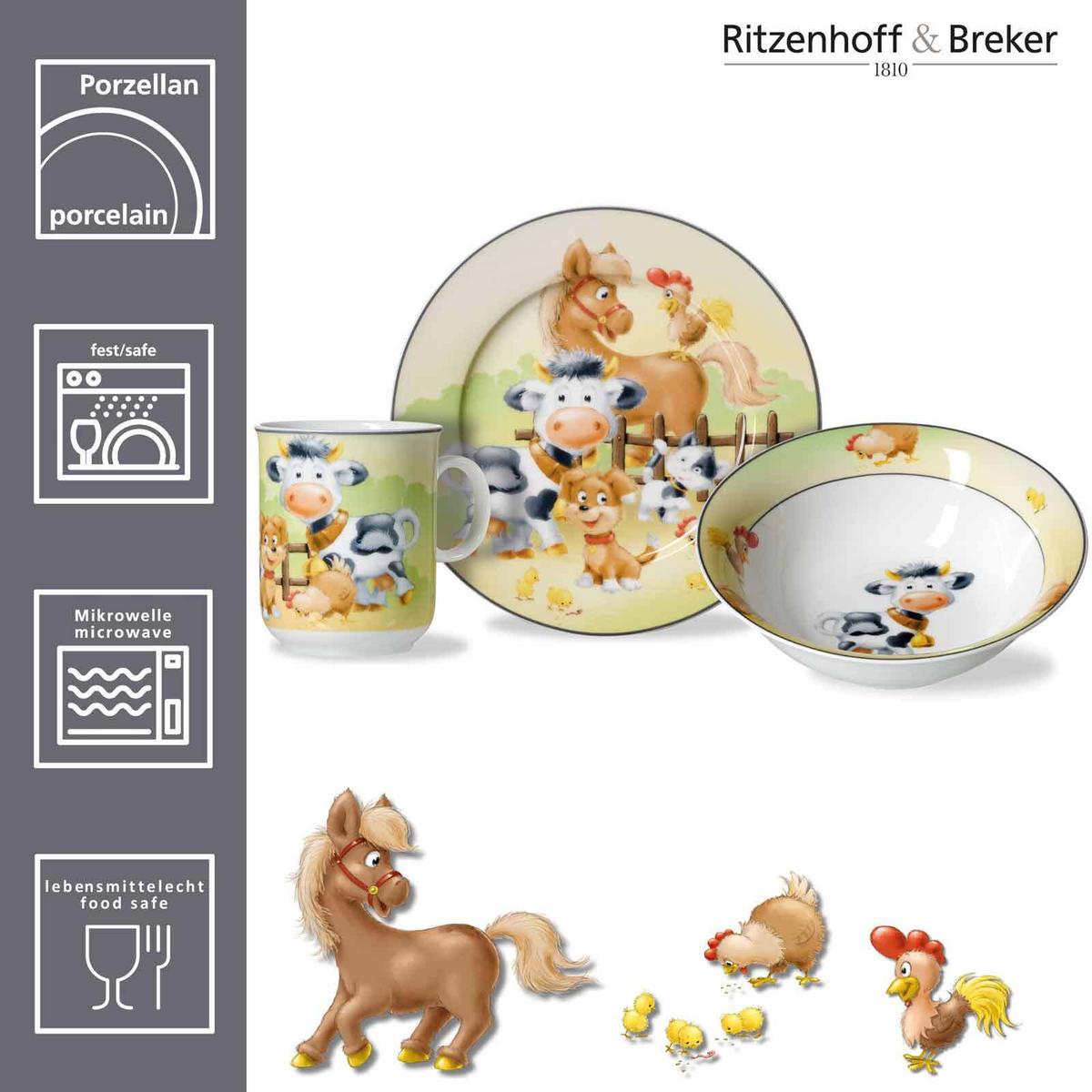 KINDERGESCHIRR Hoftiere bunt - Multicolor, Keramik (2/2/2cm) - Ritzenhoff Breker