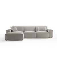 ECKSOFA RANI Steingrau Cord - Greige/Schwarz, Kunststoff/Textil (299/189cm) - KAWOLA