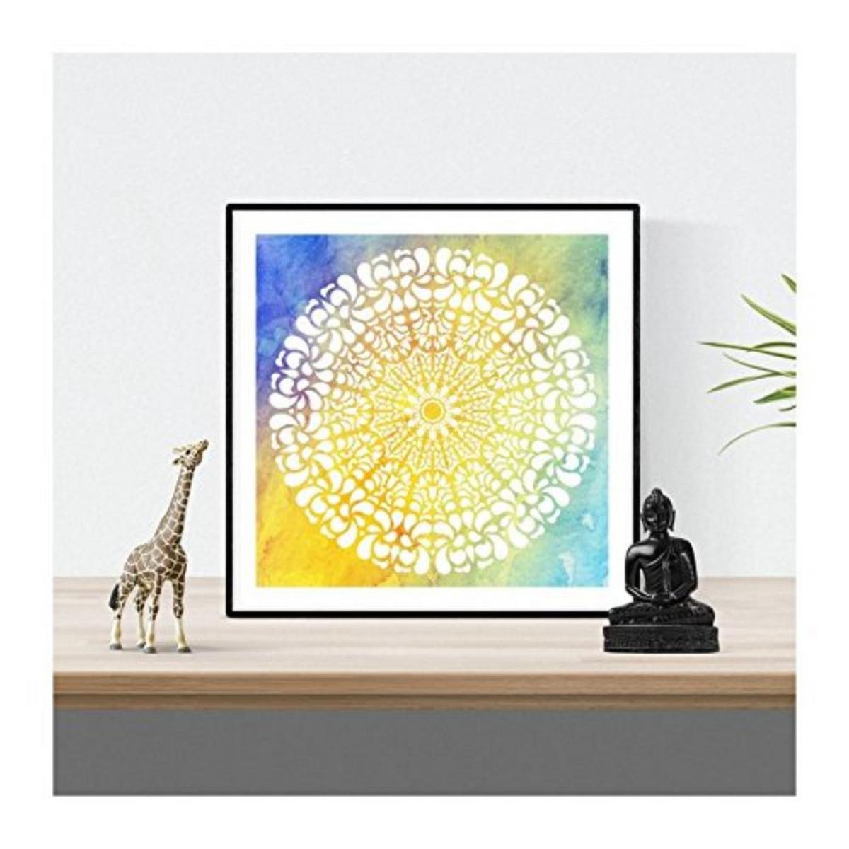 POSTER Set mit 4 Mandalas Jugend 20x20cm Schwarzer Rahmen - Schwarz, Papier (20/3cm) - Nacnic