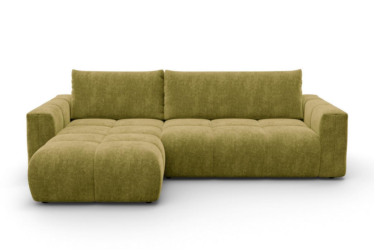 ECKSOFA VERONA 4-Sitzer links, Khaki - Schwarz/Grün, Holz/Textil (266/173cm) - Courtois Laville