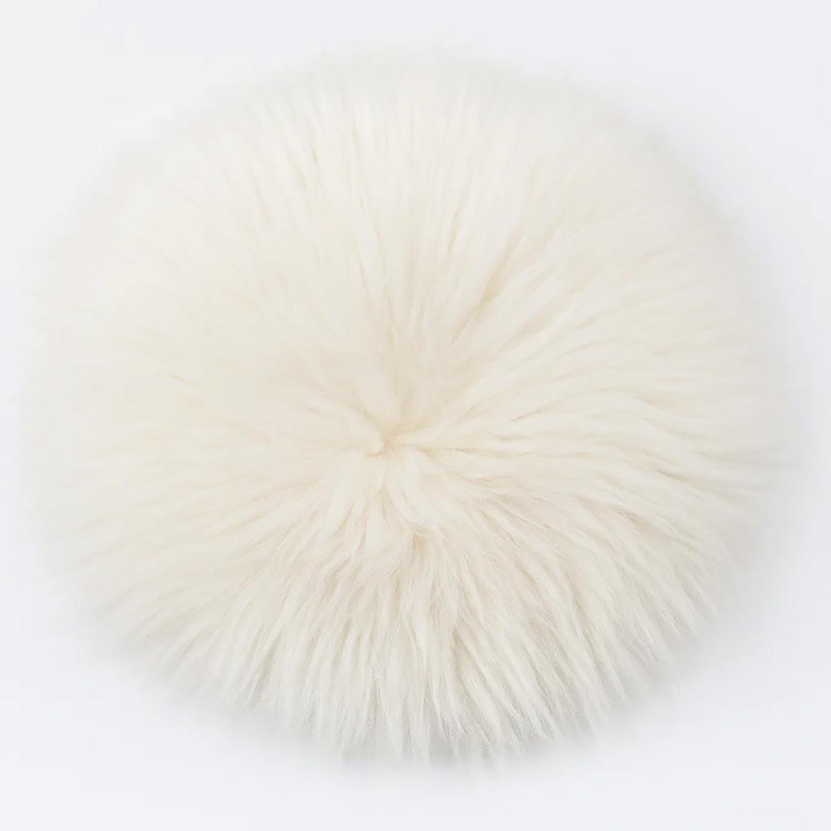 SITZKISSEN Schaffell rund 40 cm Weiß Braun Grau - Weiß, Fell (40/40cm) - Provellus