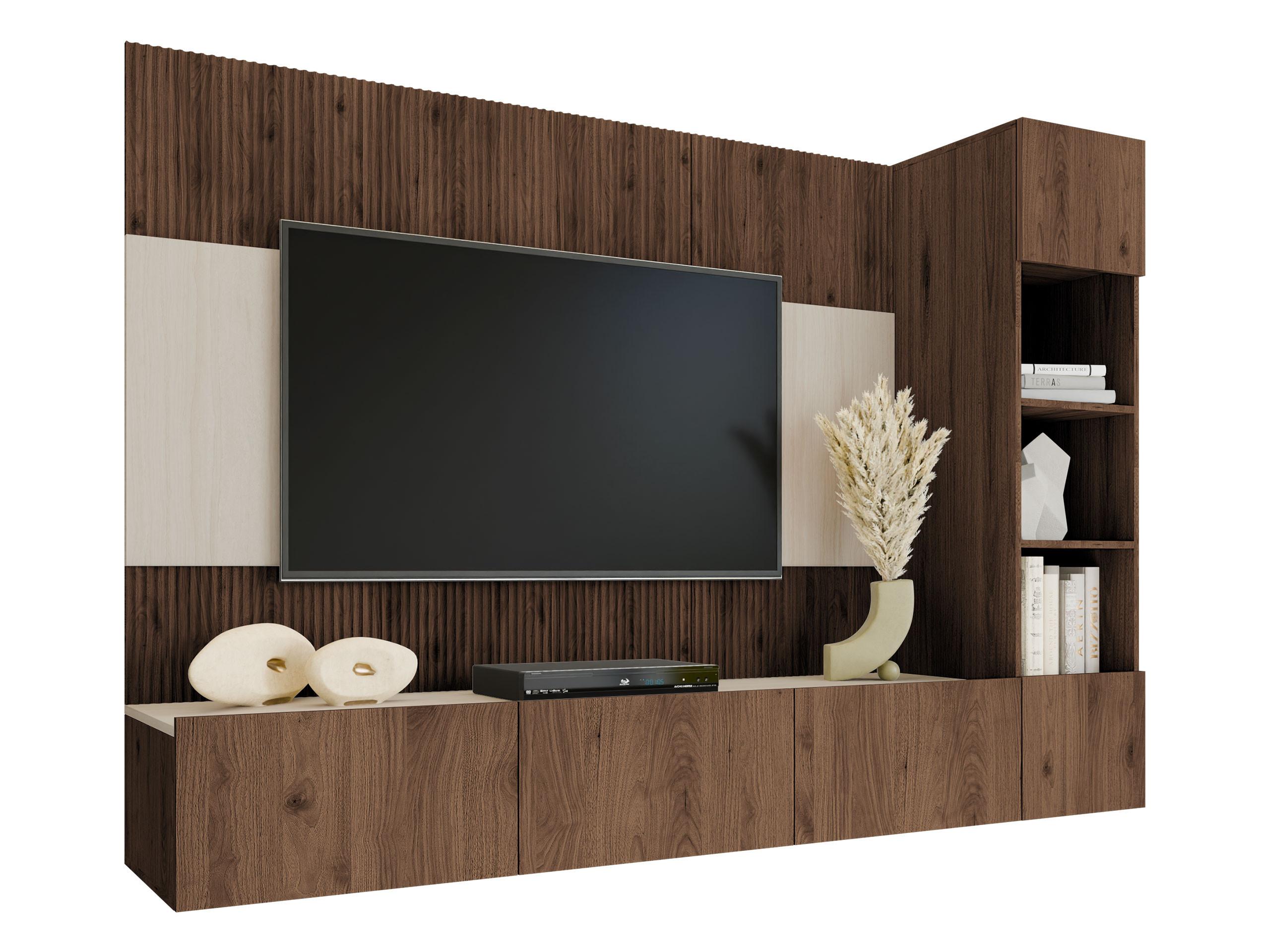 WOHNWAND Deromi II - Braun, Holzwerkstoff (220/150/38cm) - MIRJAN24