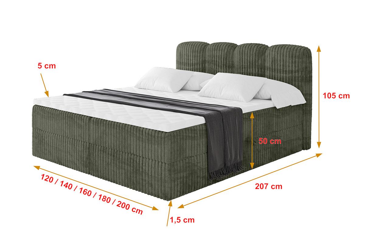 BOXBETT mit Matratze H4 - NINA - 180x200 cm - Olive - Olivgrün, Holzwerkstoff (180/200cm) - ALTDECOR