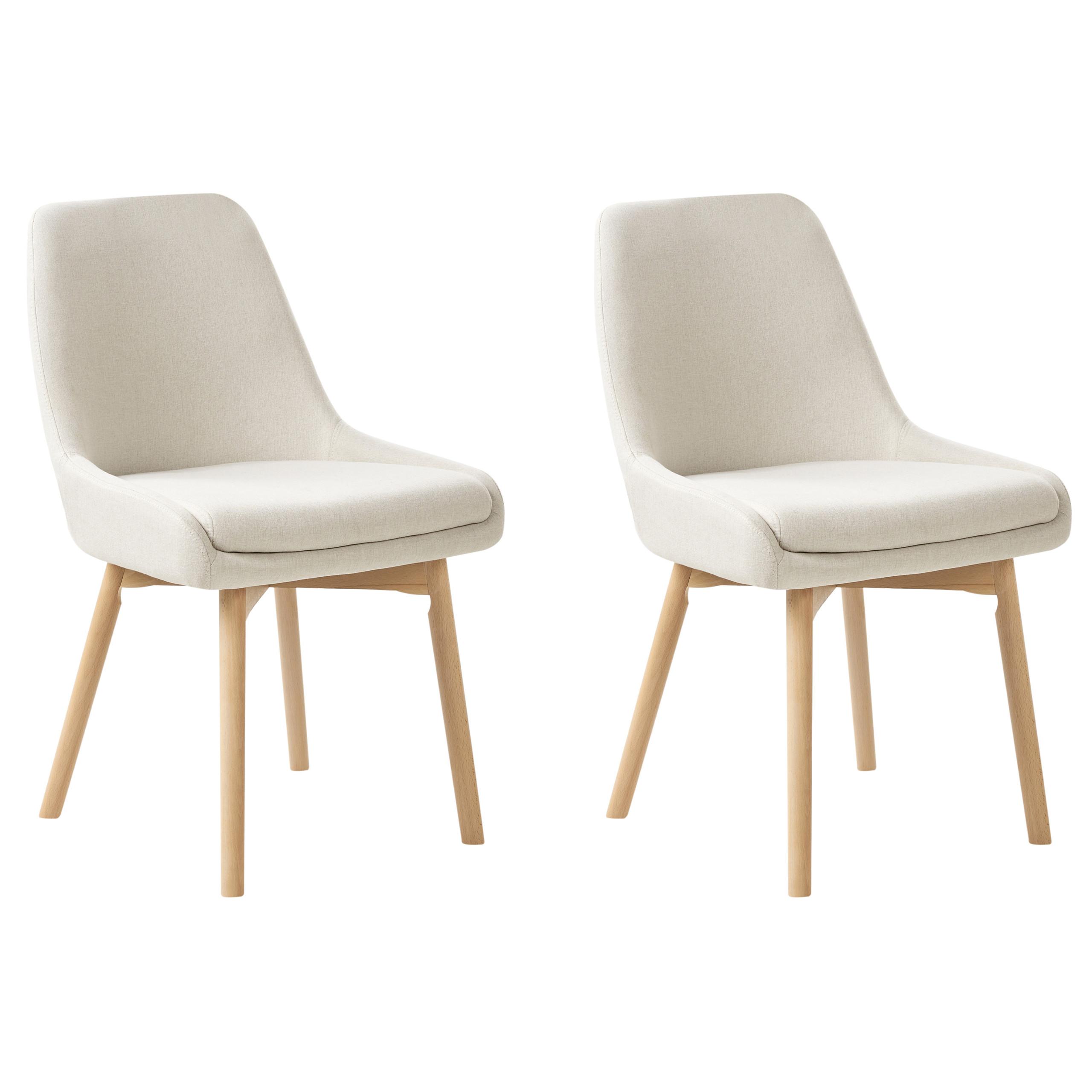 ESSZIMMERSTUHL 2er Set Stoff Cremeweiß Melfort - Creme/Braun, Holz/Textil (49/82/58cm) - Beliani