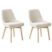 ESSZIMMERSTUHL 2er Set Stoff Cremeweiß Melfort - Creme/Braun, Holz/Textil (49/82/58cm) - Beliani