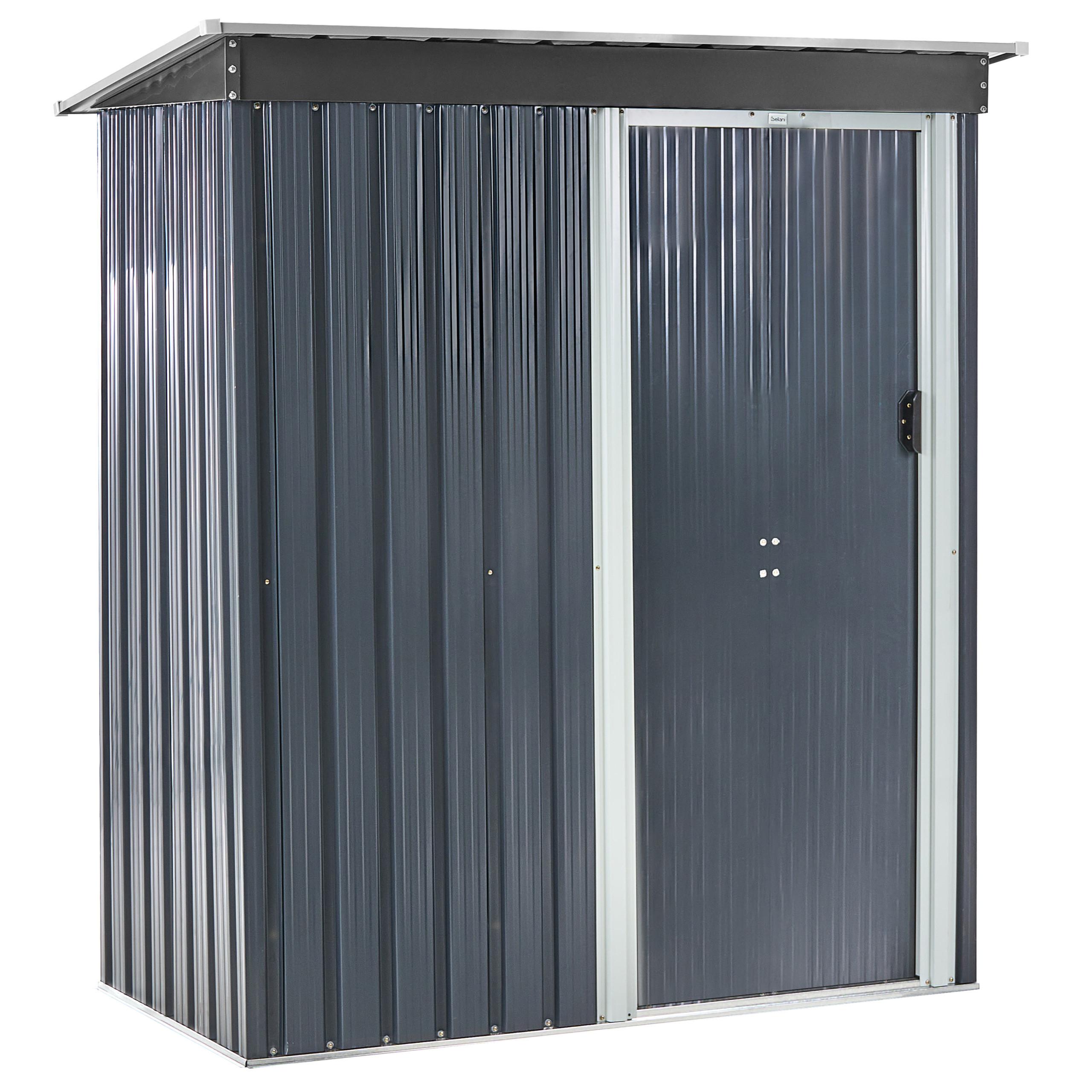 GERÄTEHAUS 150 cm 89 cm Graphitgrau Aisone - Graphitfarben/Weiß, Metall (150/182/89cm) - Beliani