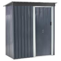 GERÄTEHAUS 150 cm 89 cm Graphitgrau Aisone - Graphitfarben/Weiß, Metall (150/182/89cm) - Beliani