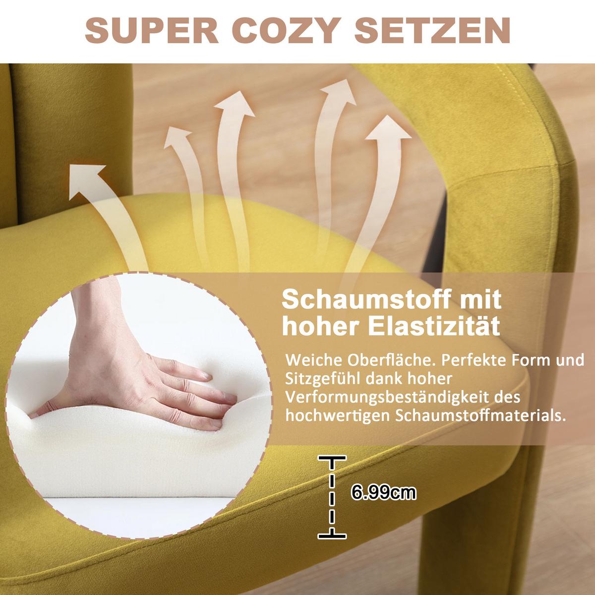 ESSZIMMERSTUHL 2er-Set Samt Sessel Modernes Design Holzbeine - Olivgrün, Textil (64/71/50.5cm) - Urban Meuble