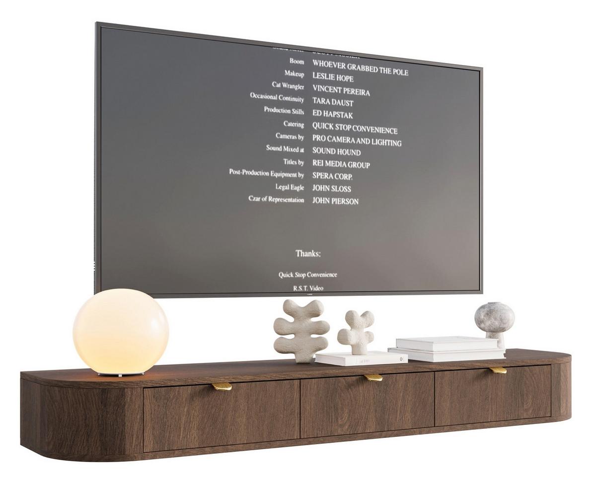 TV-HÄNGEBOARD Coru Slim mit 3 Schubladen 175 cm - Dunkelbraun, Holzwerkstoff/Metall (175.4/20/39.1cm) - Selsey