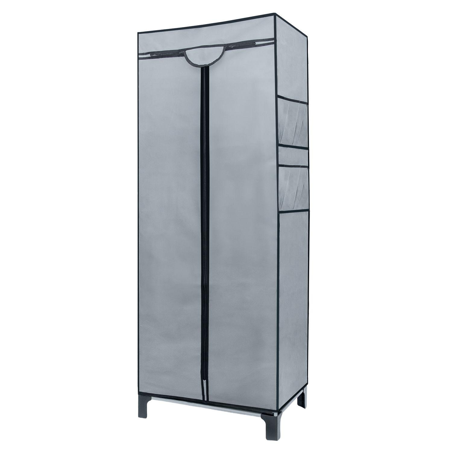 FALTSCHRANK 68 x 45 x 175 cm mit Kleiderstange - Grau, Metall (45/175/68cm) - Intirilife