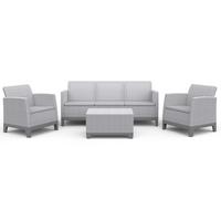 GARTENSET Norrin aus Polypropylen, 3-Sitzer-Sofa, 2 Sessel und Tisch, für 5 Personen, Grau - Grau, Kunststoff - Beautysofa