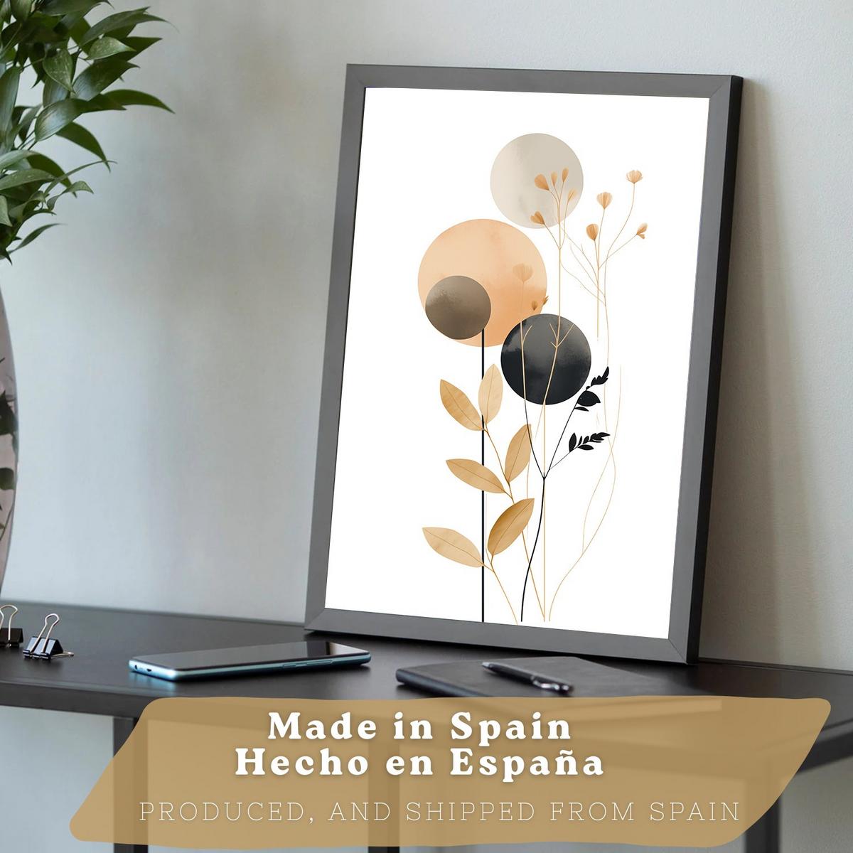POSTER 3er-Set Wandbilder Geometrische Blumen modern Wohnzimmer Deko, Schlafzimmer, Küche, Badezimmer Schwarzer Rahmen A3 - Schwarz, Papier (29.7/1/42cm) - Nacnic