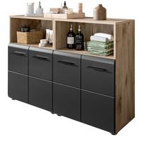 MIDISCHRANK Set Schwarz matt und Eiche, 2x Bad Kommode, gesamt 120 x 80 cm - Eichefarben/Schwarz, Holzwerkstoff/Kunststoff (120/80/30cm) - Inn.Furn