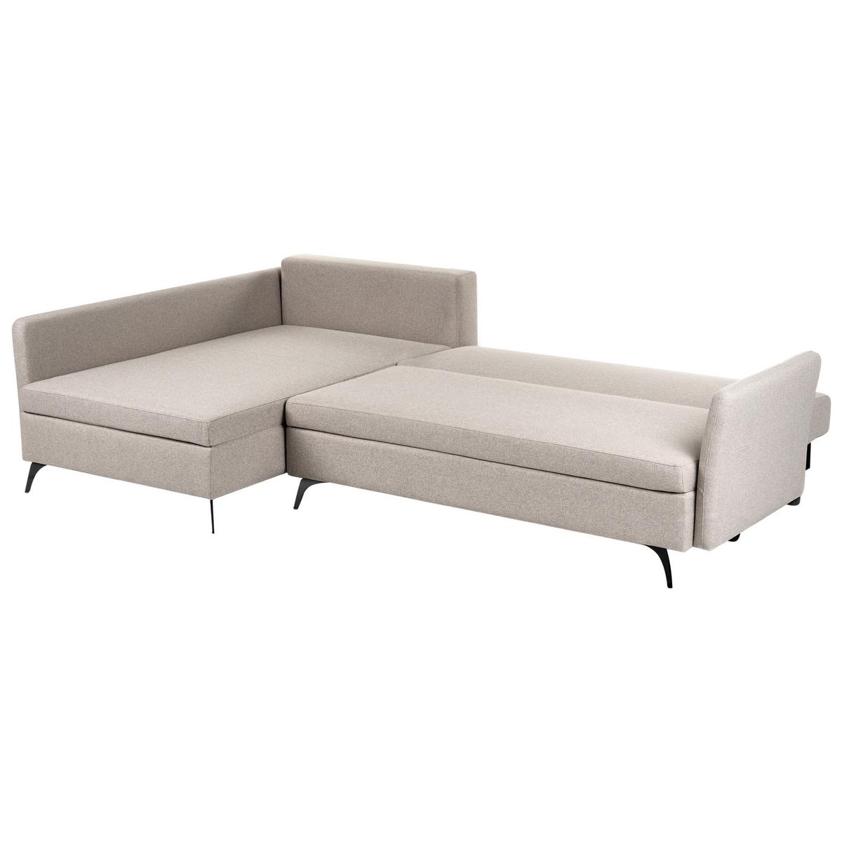 ECKSCHLAFSOFA 3-Sitzer Stoff Beige mit Stauraum rechtsseitig Koge - Beige, Textil (281/93cm) - Beliani