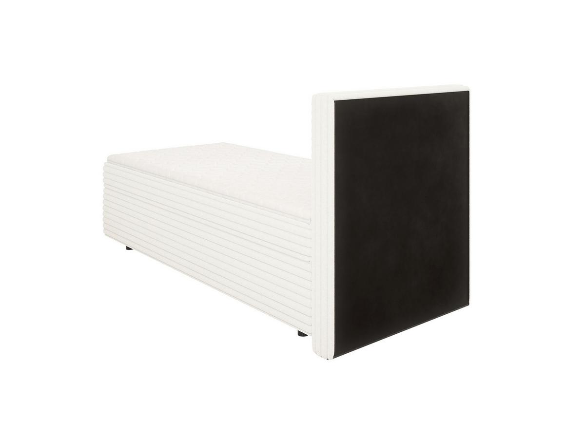 BOXBETT Roma 90/200 cm Hellbeige Plüschcord - Beige/Schwarz, Holz/Kunststoff (90/200cm) - S-Style