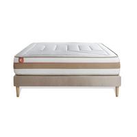BETT Le Tendre Taschenfederkern und Memory-Schaum 160 x 200 cm h1 - Kit Bettgestell Beige - Beige, Karton/Holz (160/200cm) - Marmottes & Co