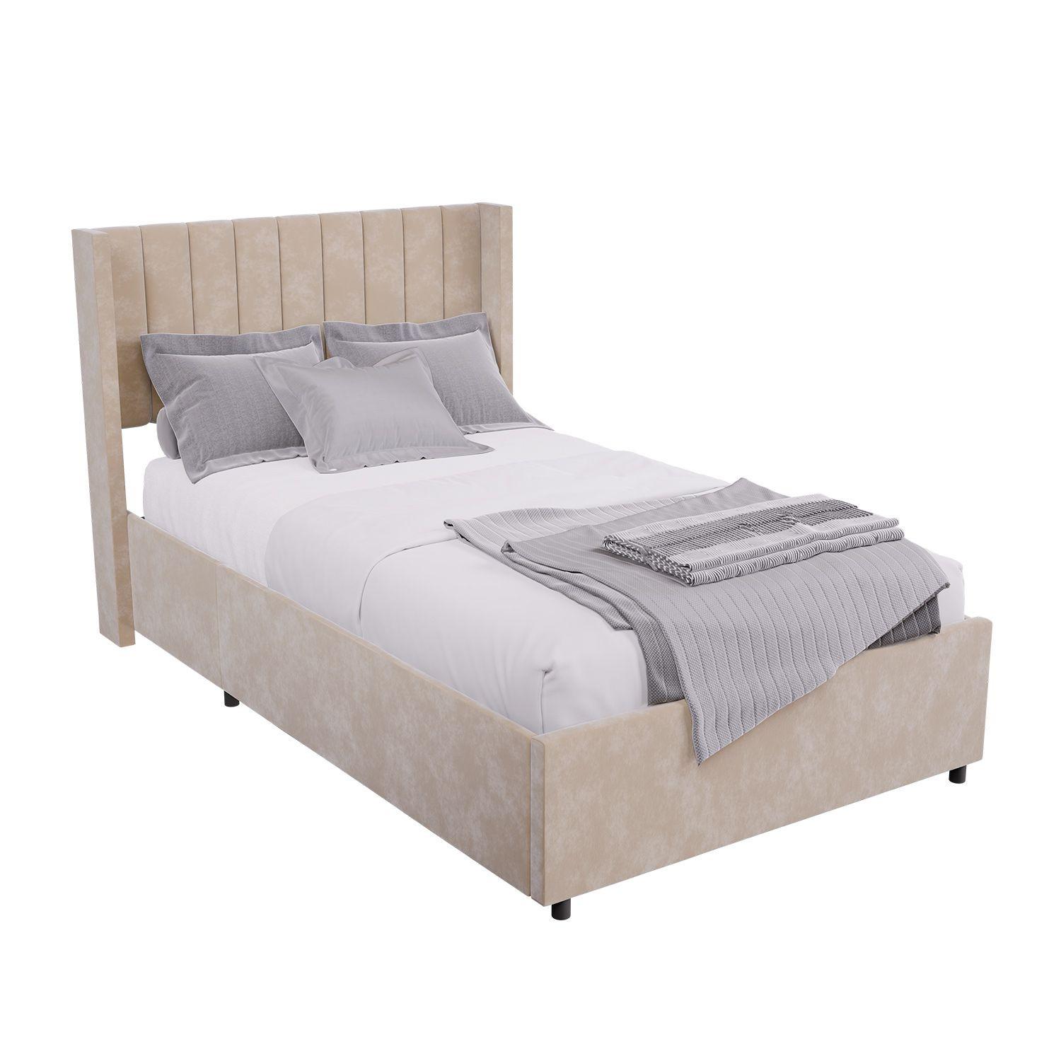 POLSTERBETT Savona beige 120 x 200 cm - Beige, Holzwerkstoff (120/200cm) - Juskys