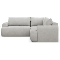 ECKSCHLAFSOFA Ovo HELLGRAUER VELOURSSTOFF universell MIT BETTKASTEN - Hellgrau/Schwarz, Kunststoff/Textil (245/245cm) - Selsey