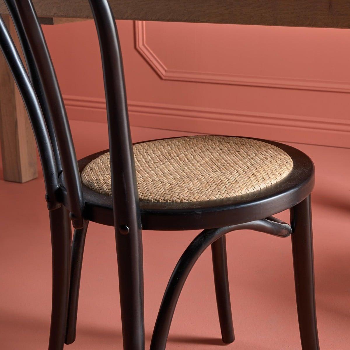 ESSZIMMERSTÜHLE HARTHOLZ schwarze oberfläche rattan 2er set 55/88/55 cm - Schwarz, Holz (55/88/48cm) - Signature