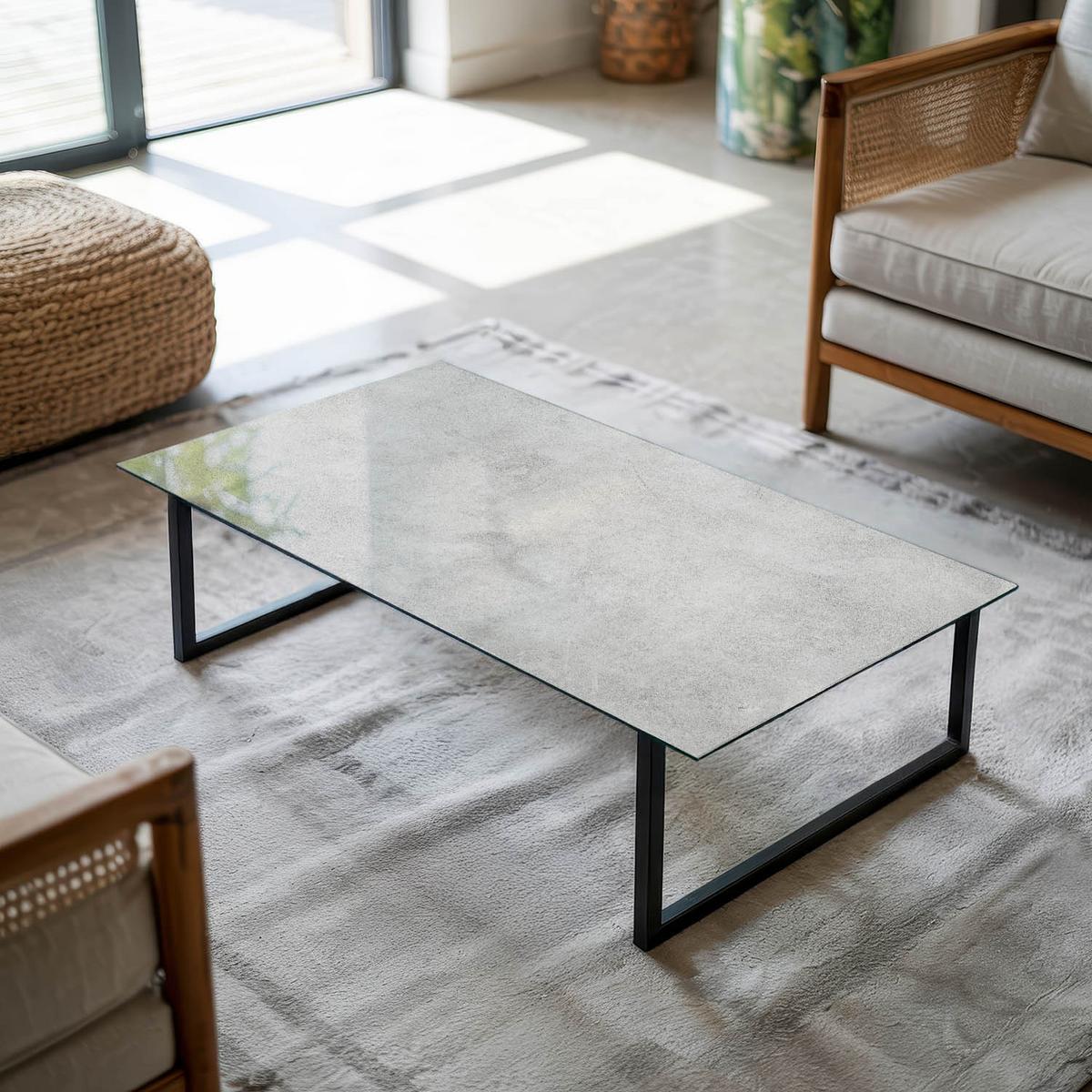TISCHPLATTE 60x60 cm Betonstruktur mit Kratzern - Hellgrau, Glas (0.4/100/50cm) - TULUP