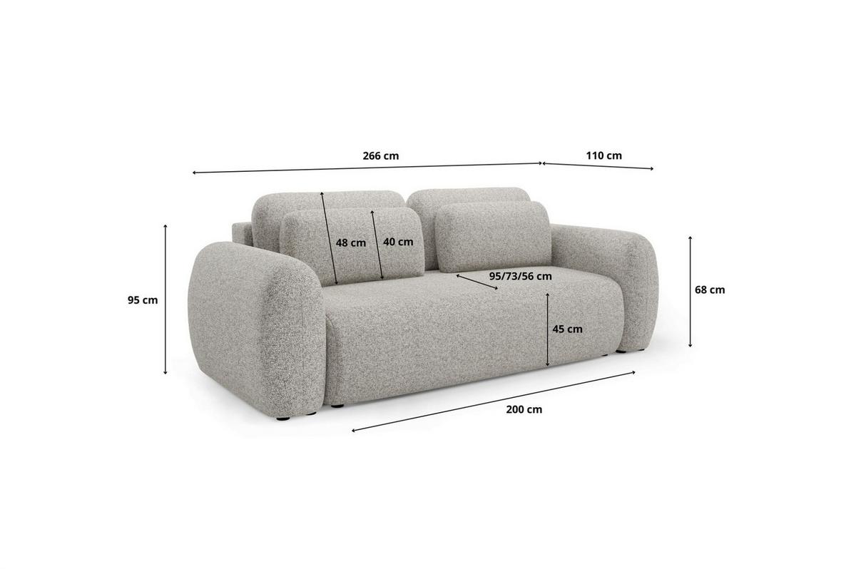 SCHLAFSOFA Gaston - Beige, Holzwerkstoff/Textil (266/95/110cm) - Fun Möbel