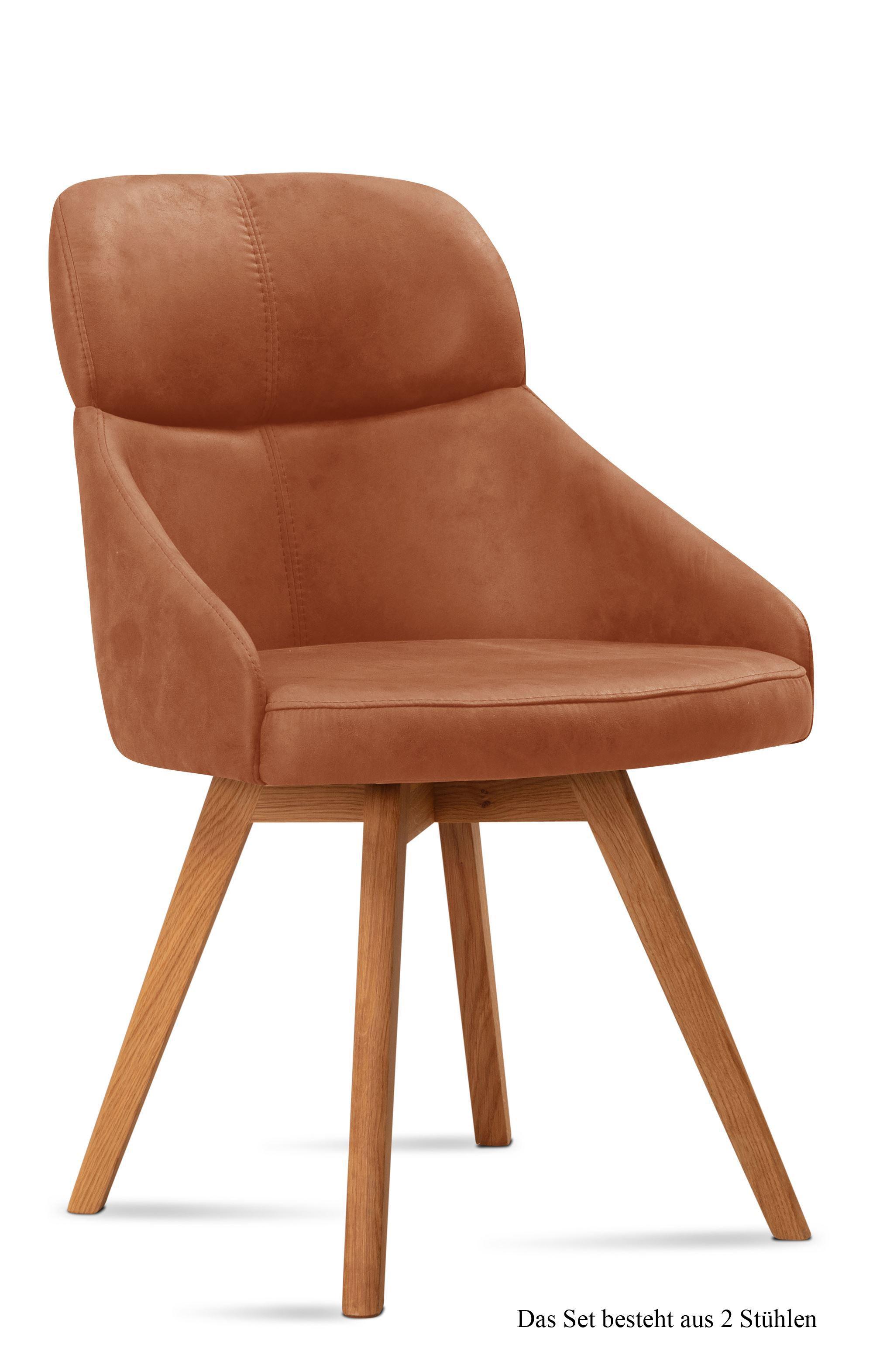 ESSZIMMERSTUHL (2er-Set) Donna 52x82x63 Eiche geölt/Cognac - Cognac/Eichefarben, Kunststoff (63/82/52cm) - 58aufmkessel